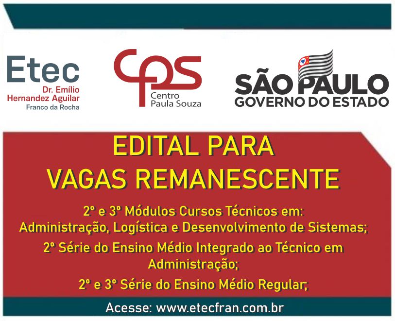Convocação para Matricula – Vagas Remanescentes 3º ano do Ensino Médio Regular