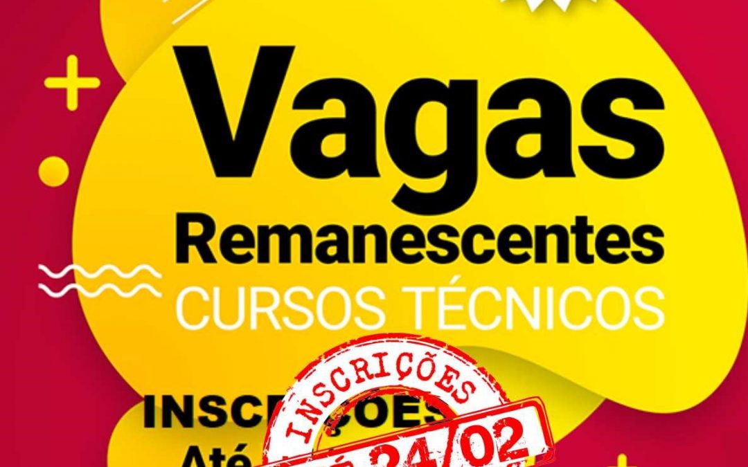 Vagas Remanescentes Cursos Técnicos 1° Semestre de 2021