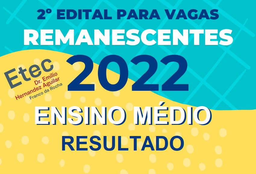 Resultado 2° Edital para Vagas Remanescentes Médio 1° Sem. de 2022