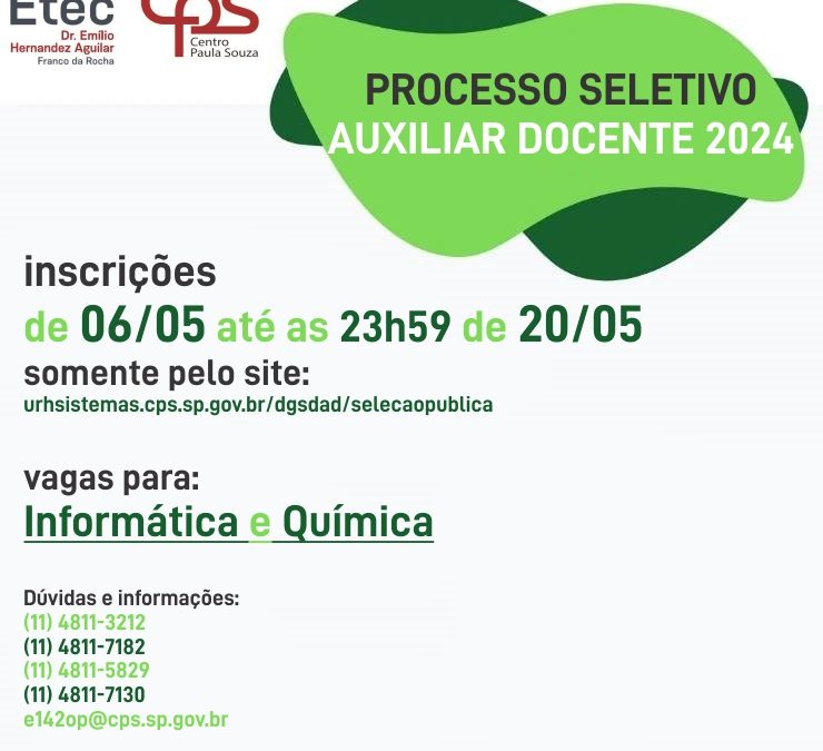 Processo Seletivo Simplificado para Auxiliar Docente 01-2024